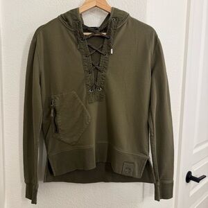 Polo Ralph Lauren RLX Women's Military Green Cotton Lace-Up Hoodie Size S $148